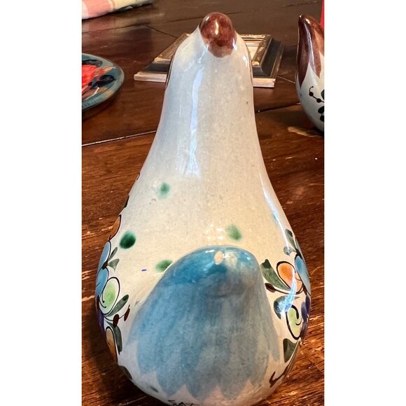 Hand-Painted Mexican Ceramic Bird Figurines Set Of 2 Vintage Floral Folk Art Déc - Picture 7 of 11